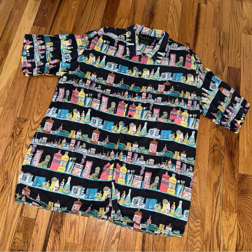 Vintage Nicole Miller pharmacy medicine cabinet silk shirt